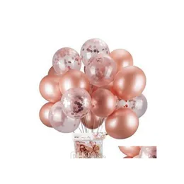 Décoration de fête ballon en latex transparent avec confettis en or rose pour anniversaire mariage 12 pouces 18 goutte livraison maison jardin festif Otlym