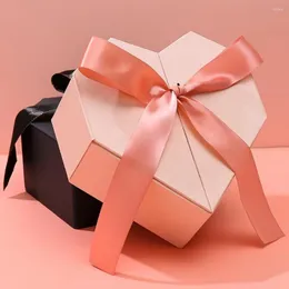 Gift Wrap Bow Heart-Shaped Box Valentine's Day Packaging Anniversary Surprise Wedding Decorations kan återanvändas