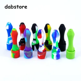 Smoking 10mm Silicone Nectar Pipe Mini Water Pipes with titanium Tips Quartz Nails Concentrate Dab Straw Bong oil Rig