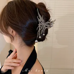 S3373ファッションジュエリーヘアピンバレットラインストーンフェイクパールバタフライヘアリップ女性バレットサメクリップヘッドドレスヘアアクセサリー