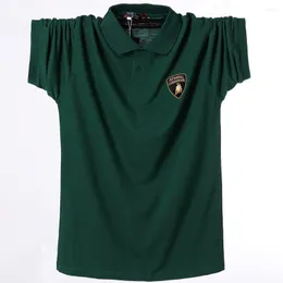 Men's Polos Plus Size 4XL 5XL 6XL 95% Cotton Casual Soft Short Sleeve Polo Shirt Men Big Large Green Black Mature Clothing