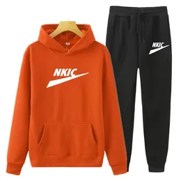 Sıradan eşofman erkek spor giyim setleri erkek giyim 2 adet set sweatshirt eşofmanları dış giyim erkek marka logo baskısı