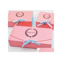 ギフトラップ10pcs特にuピンクの紙ケーキボックスパーティーパッケージチョコレートクッキーキャンディーパッケージウェディングパッキングドロップ配達ho otxyl