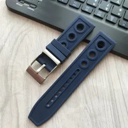22 24mm Black Silicone Rubber Watch Band-rem med klockor f￶rtjockar sp￤nnb￤ltet Watch Accessories Fit Bre-itling220u