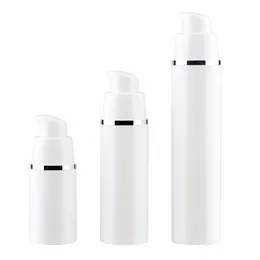 Boş doldurulabilir beyaz yüksek dereceli havasız vakum şişe şişe plastik krem ​​losyon kabı seyahat için 15 30 50ml