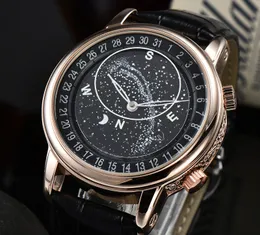 2022 relógio mecânico automático de luxo masculino moda lazer estrela multi-função calendário luminoso à prova dwaterproof água pulseira de couro relógios