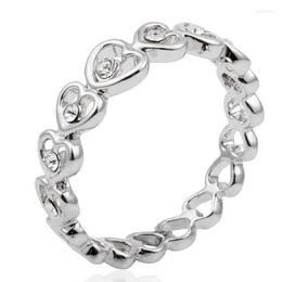 Pierścionki ślubne białe złote kryształy kolorowe Zestaw miłości serce link zaręczyn dla kobiet biżuteria anilos bague anel aneis