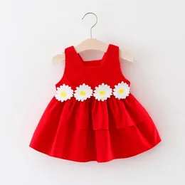 Dziewczyna sukienki Przyjazd 3M-3T Baby Summer Sleveless Tutu sukienka z talią kwiat Sundress