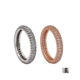 Bant Yüzük 100 925 Sterling Sier Rings Pandora için Pandora Moda Yüzük Günü Gül Altın Düğün Kadınlar 2868 Q2 Damla Teslimat Jewel OTN3C