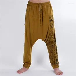 Calça masculina shujin 2022 homens harém de harém de algodão impressão casual joggers harajuku cintura elástica de estilo eutopeany masculino de tamanho grande