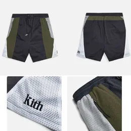 Mäns shorts 2022SS broderi Kith Shorts Högkvalitativ nät andningsbara blixtlåsfickor Kith Shorts G221214