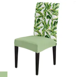 Chair Covers Banana Tropical Plant Leaves Dining Cover 4/6/8PCS Spandex Elastic Slipcover Case For Wedding Home Room