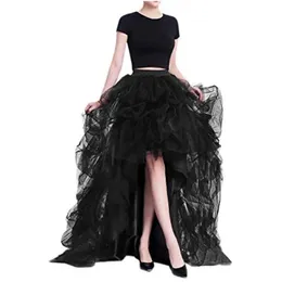 Yüksek düşük balo elbisesi 2023 mücevher boyun kısa kollu fırfırlar asimetrik tül parti resmi elbiseler kokteyl doğum günü giyim vestidos de fiesta