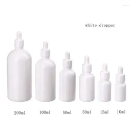 Storage Bottles Dropper White Porcelain Glass 5-100ML Portable Empty Skin Care Eliquid Oils Vials Essential Oil Container Eyedropper