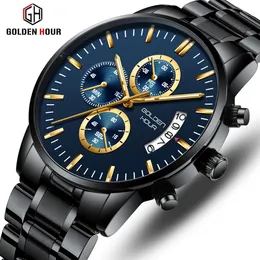 cwp GOLDENHOUR Rational Design Quartz Mens Watch Stainless Strap Erkek Kol Saati Sport Calendar Wristwatch Relogio Masculino237k