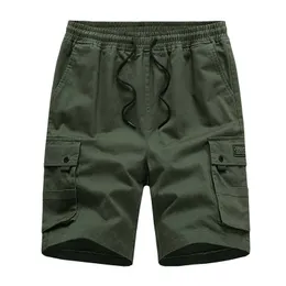 Shorts masculinos de verão shorts shorts de cor sólida multi bolsos de carga respirável calça joelho calça machado shorts de praia casual 5xl g221214
