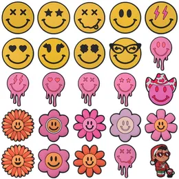 Shoe Parts Accessories Wholesale Cute Smiling Face Flower Croc Shoe Charms for Kids 2023 New Year Gifts