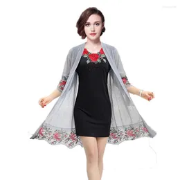 Повседневные платья установили 2 штуки женщины 2022 Летняя цветочная вышивка леди Туника vestidos rabe femme красный черный серый XL-3XL 4xl Plus Size