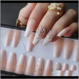 False Handmade Ombre Gel Nude Bara Riutilizzabile Press On Box Pink Acrylic Nails Uv Bling 3D Crystal Ballet Fasle C69Yh S0Uqm295x