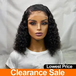 Roselover Short Curly Bob Lace Front Human Hair Wigs with Baby Brazilian 4x4 Closure Wig for Women Wave Prepluck