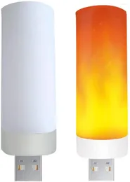 Luci notturne LED USB Effetto fiamma simulazione Simulazione Dynamic Bulb sfarfallante candele senza fiamma per il campeggio per decorazioni per la casa