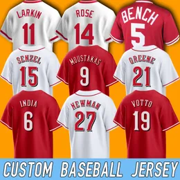 Cincinnati 19 Joey Votto Baseball Jersey Mike Jonathan India Moustakas Kevin Newman Johnny Bench Jerseys Hunter Greene Nick Senzel Tyler Stephenson Jake Fraley