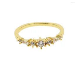 Обручальные кольца милые элегантные украшения золотой цвет кубический циркония микроэлемент тонкая ромбака