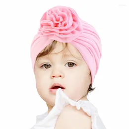 Hattar baby turban hatt veckad blomma motorhuven cap bomull född beanie barn flickor huvud wrap kemo håravfall täcker huvudbonader
