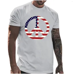 Męskie koszulki Męskie letnie koszulki Casualna flaga pokoju