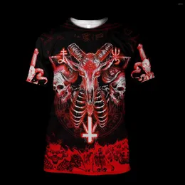 Herr t-skjortor plstar kosmos 3dprint est satan satanic djävul gotisk unik man/kvinna harajuku streetwear casual rolig t-shirt kort hylsa 1