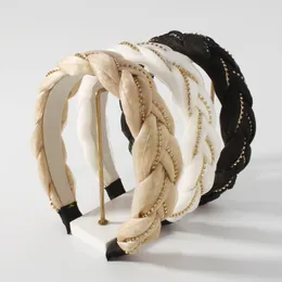 Hand-woven Chiffon Cross Headband For Women Fashion Rhinestone Hairband Simple Casual Hair Hoop Jewelry Accessory