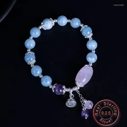 Charm Bracelets Amxiu DIY Natural Crystals Handmade Lotus Bracelet Real 925 Sterling Silver Jewelry Beads For Women