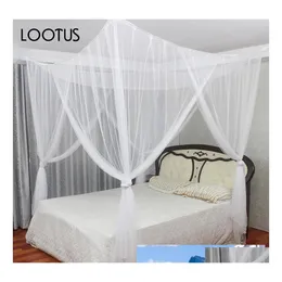 Myggnät 4 dörrar öppen säng canopy netting fyrkant sommar fl queen king rec elegant sängkläder tillbehör mesh insekt droppleverans h otj4b