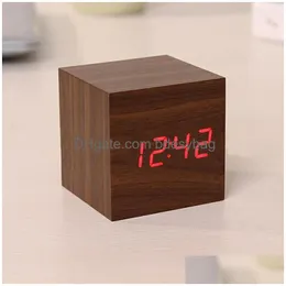 طاولة المكتب ساعات الخشبية الرقمية الخشبية المنبه على مدار الساعة الحديثة تقويم توقيت القطر