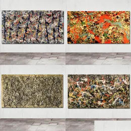 Paintings Large Size Wall Art Canvas Painting Abstract Poster Jackson Pollock Picture Hd Print For Living Room Study Decoration Drop Dhurr