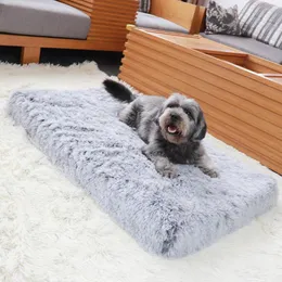 Kennels Long Plush Dog Bed Pet Cushion Rectangular Blanket Soft Fleece Cat Puppy Chihuahua Sofa Mat Pad For Small Large Dogs