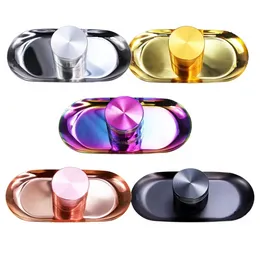 new launched smoking set metal herb grinder rainbow rolling tray bling blunt holder Shining Rainbow Kit 1219