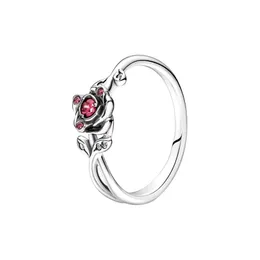 Beauty and the Rose Ring Real Sterling Silver z oryginalnym pudełkiem na imprezę weselną Pandora dla kobiet Diamond Girlfriend Designer Pierścienie