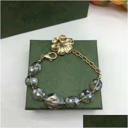 Charm Armbänder Modedesigner Zitate Armreif Große Kristallblume Armband Designs Titanstahl Gold 18 Karat vergoldet Buchstabe Handwerk Frau Dhade