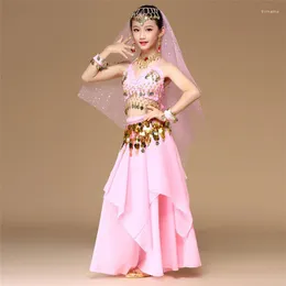 Стадия ношения 5 шт/сет розового стиля детские танцевальные костюмы для танца живота
