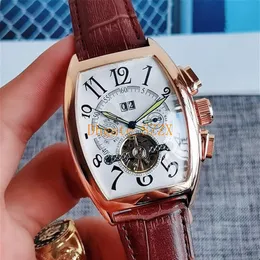 7-Mens, yüksek kaliteli kendi kendine rüzgar turbillon paslanmaz çelik izlemeler tüm küçük kadran çalışması l Business watch montre de lüks reloj lujo264f