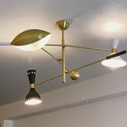 Lampy wiszące czarne lampy żyrandol pająk Salle A dekoracyjne przedmioty dla domu vintage żarówka luksusowa projektant