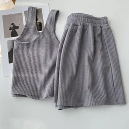 Kvinnors spårningsdräkter 2022 Kvinnor Pyjamas Summer Home Clothes 2 Piece Set Feminino Sexig Croped Tank Tops med Shorts Casual Soft