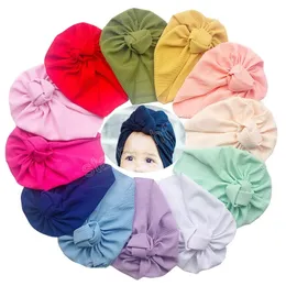 Solid Turban Hat for Baby Infant Cap Hats with Rose Bow Knot Soft Cute Nursery Beanie Kids Photo Props Accessories