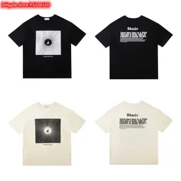 731TメンズTシャツ2023新しいファッションブランドRHUDE高品質のキャラクター落下抽象通り美しいルーズショートスリーブカップルの男性と