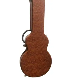 LvyBest Brown Hardcase For Electric Guitar En högklassig tjockbrunt läder Inner Linging Red