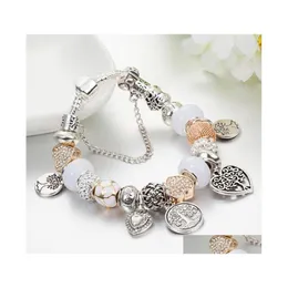 Braccialetti con ciondoli Bracciale placcato argento sterling 925 Ciondolo albero della vita per Pandora M Catena di serpenti Charms fai da te Donne Ragazze Drop Deliver Dhvu9