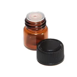 Bottiglie di olio essenziale di vetro ambrato all'ingrosso provette per campioni di profumo Bottiglia con tappo e tappi 1ML / 2ML