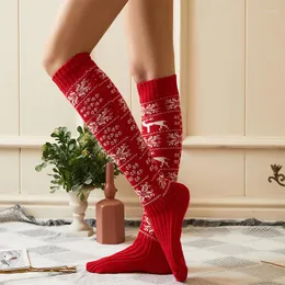 Kadın Çorap Örme Noel Çorapları Diz yüksek klasik kar tanesi Baskı İlkbahar Sonbahar ve Kış için