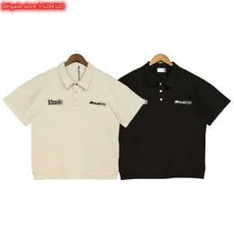 DQ0L Mens T Shirt 2024 Yeni Moda Markası RHUDE X MCLAREN CO US ALPHABET Nakış Spor Sıradan Polo Kazak